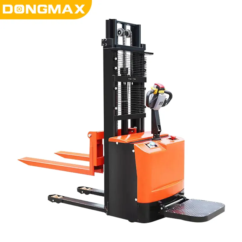 2Ton Stand On Full Electric Stacker Pallet Truck Stand On Drive Hydraulic Forkli